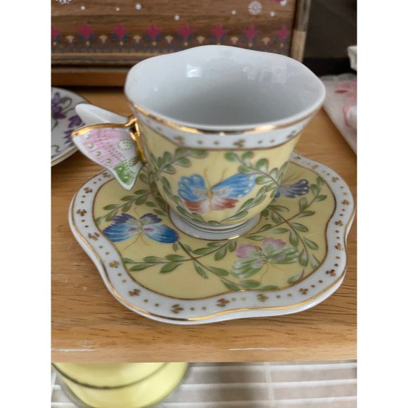 Butterfly Demitasse Cup and Saucer, Yellow/Gold Trim from Formalities by Baum Br - Picture 6 of 8